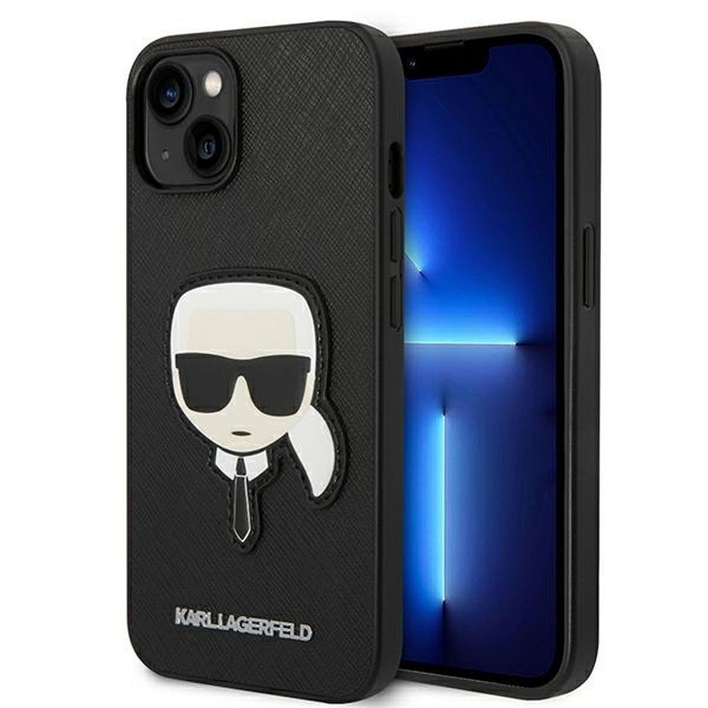 KARL LAGERFELD obal pre iPhone 14 Plus KLHCP14MSAPKHK (Saffiano With Karl Head Patch) čierny