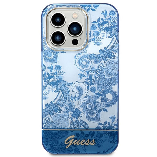 GUESS obal pre iPhone 14 Pro GUHCP14LHGPLHB (IML Electro Cam TDJ) modrý