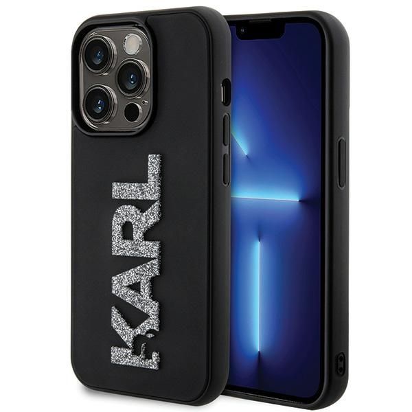 KARL LAGERFELD obal pre iPhone 15 Pro KLHCP15L3DMBKCK (3D Logo Glitter) čierny