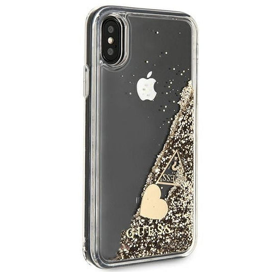 GUESS obal pre iPhone X / XS GUOHCPXGLHFLGO (Charms 2 Liquid Glitter) zlatý