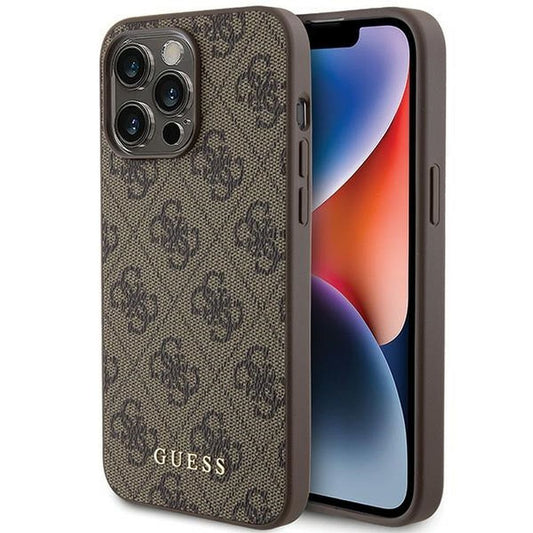 GUESS obal pre iPhone 15 Pro Max GUHCP15XG4GFBR (4G Metal Logo) hnedý