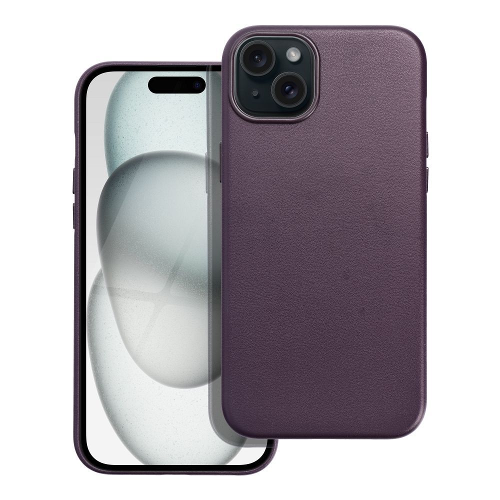 LEATHER MAG COVER obal pre iPhone 15 Plus dark violet