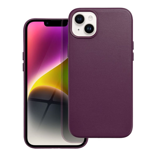 LEATHER MAG COVER obal pre iPhone 14 Plus dark violet